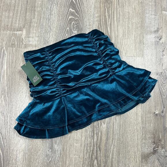 Wild Fable Women's Dark Teal Blue Ruched Tiered Mini Skirt - Size XS - NWT - Picture 6 of 6